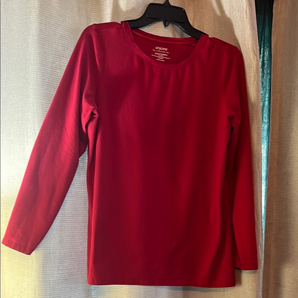 Chico’s Women's Red Long Sleeve ultimate Tee women’s size 2/large